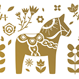 Golden Dalahäst Name Card