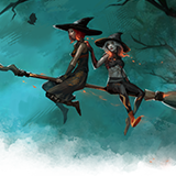 Two Witches (Blue) Banner